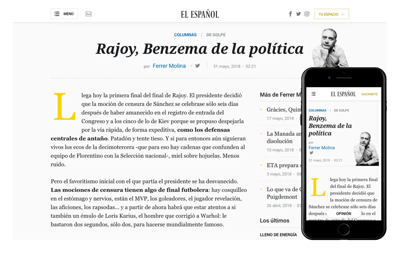 El Español - Website and app overview • Opinion page