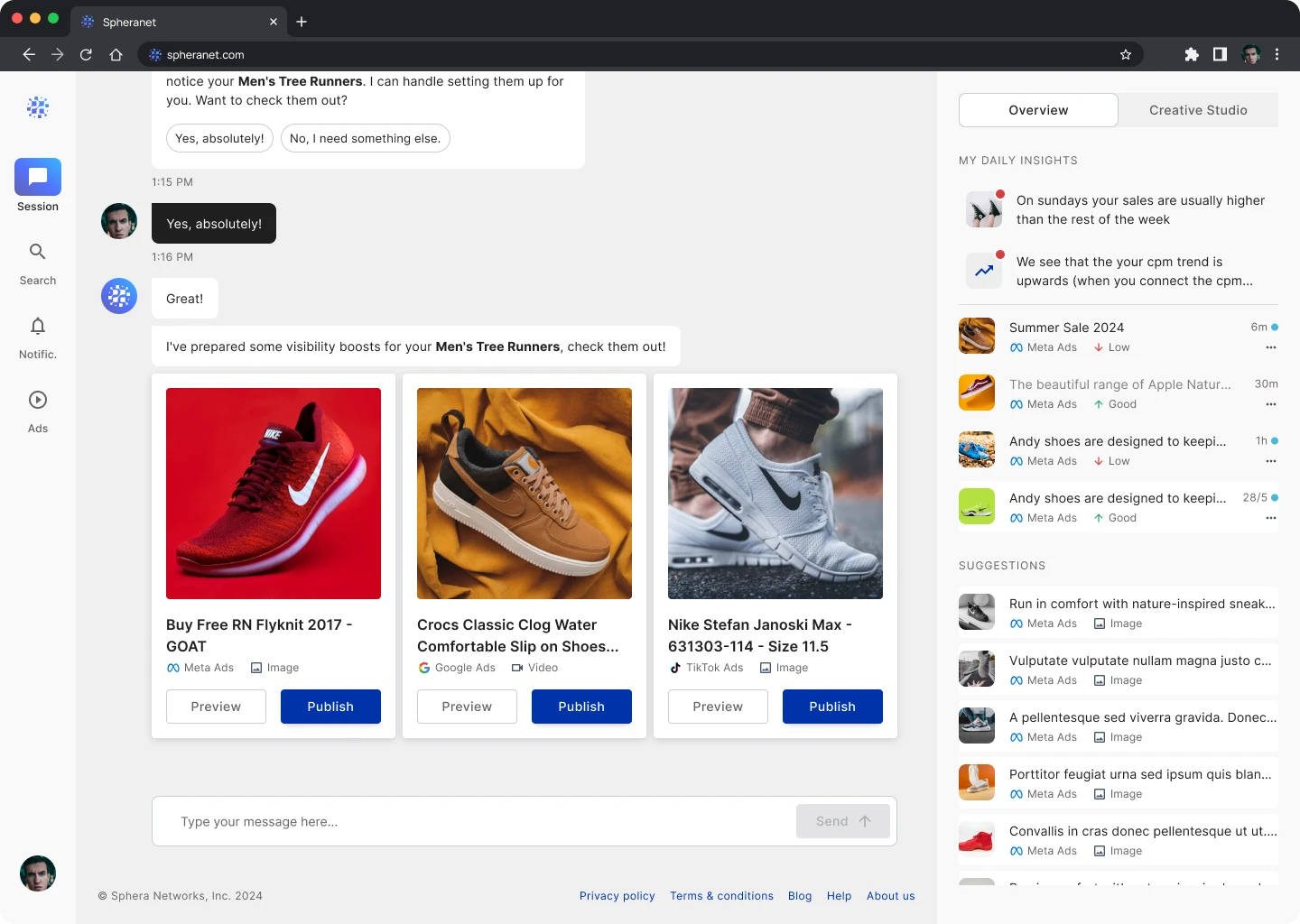 Sphera - AI-powered ecommerce intelligence platform Web version