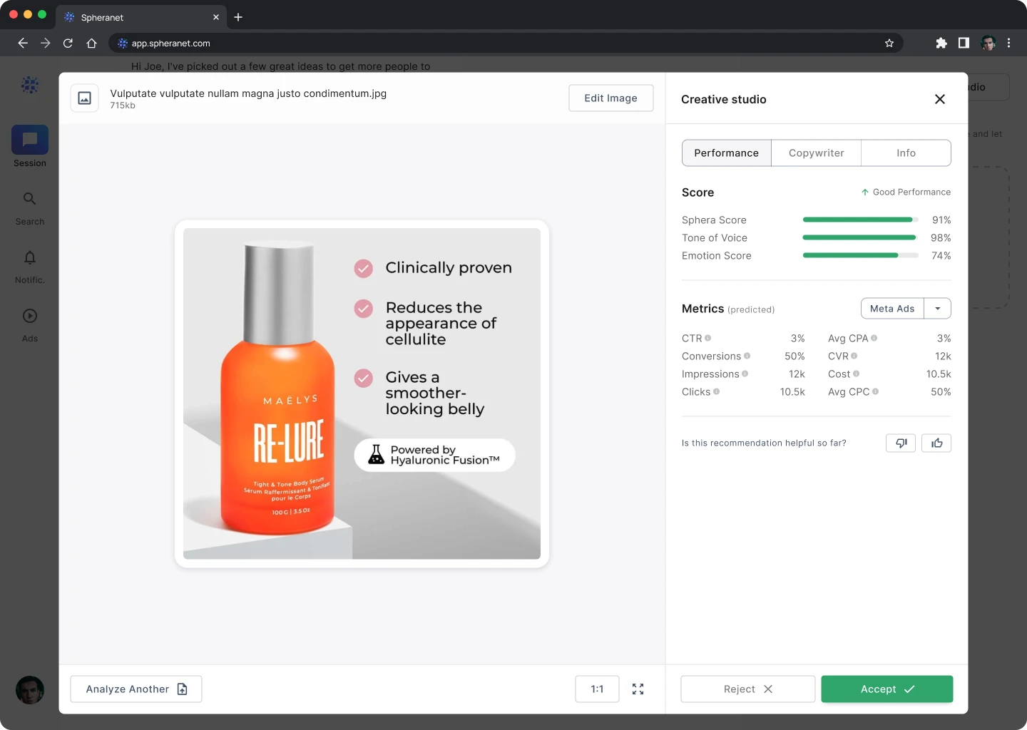Sphera - AI-powered ecommerce intelligence platform Mobile version